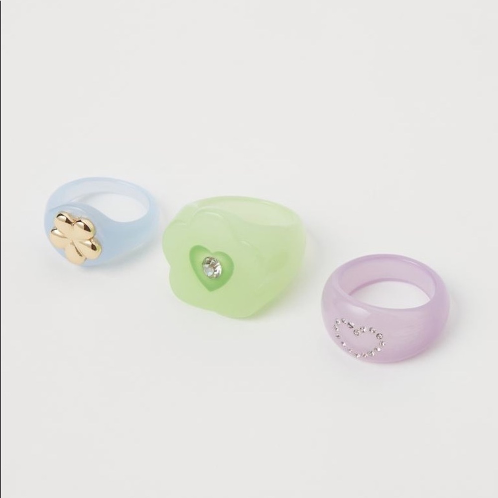 H&M Rings 3-pack Pastel Variety size M/L NWT